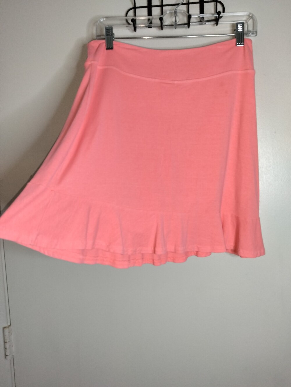 fresh produce (Size SM) Coral Pink Stretch Blend Ruffle Flared Hem Swing Skort